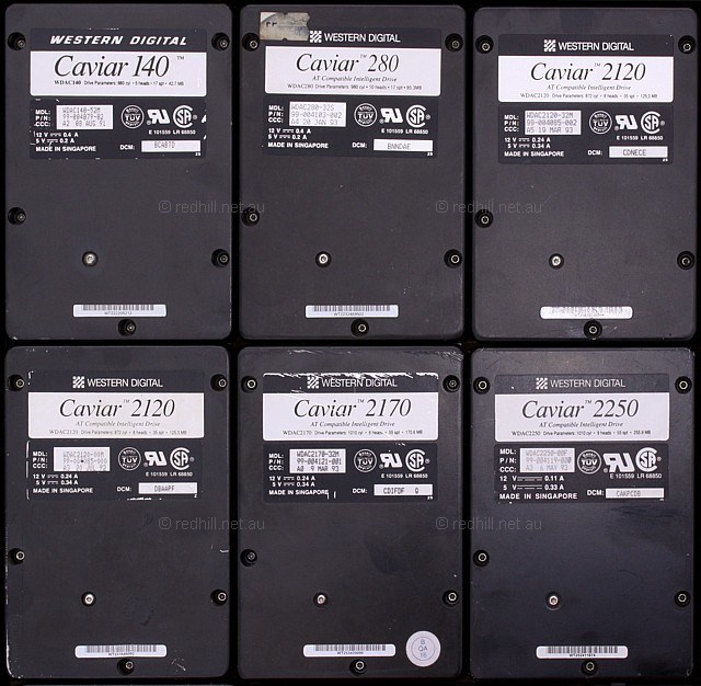 Various early Western Digital Caviar drives